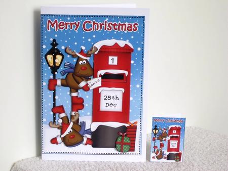 Christmas Rudolph Postbox 5x7 3D Decoupage by Wayne Swan