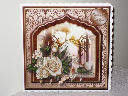 Cream Roses Fancy Frame Card Front by Wayne Swan
