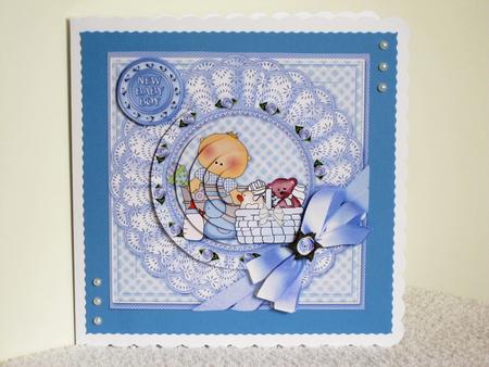 Baby Boy with Broiderie Anglaise Doily 6in x 6in Pyramage by Wayne Swan