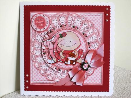 Baby Girl with Broiderie Anglaise Doily 6in x 6in Pyramage by Wayne Swan