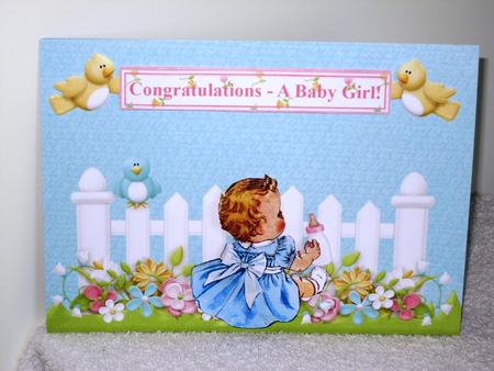 New Baby Girl Garden Topper & Decoupage by Wayne Swan