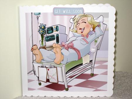 Get Well Soon Dudess (blond Hair) 8x8 Quick Card by Wayne Swan