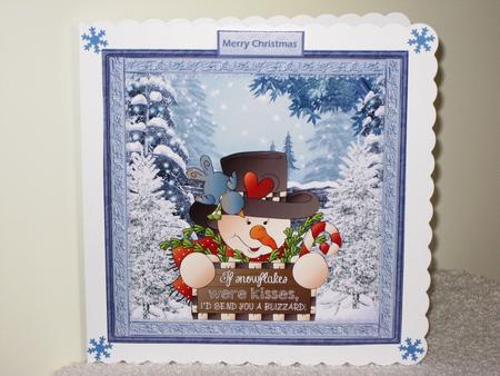 Snowman Kisses Card with Decoupage by Wayne Swan