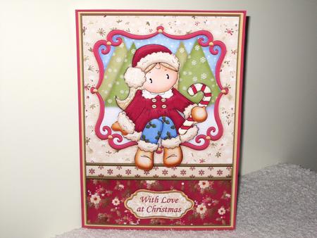 Christmas Chloe with Candy Cane Card Topper & Decoupage by Wayne Swan