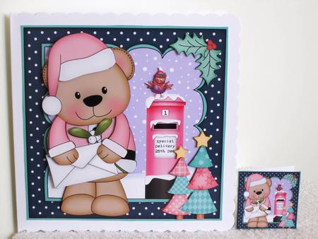 8x8 Xmas Livvy Bear Letter Mini Kit 3D Decoupage by Wayne Swan
