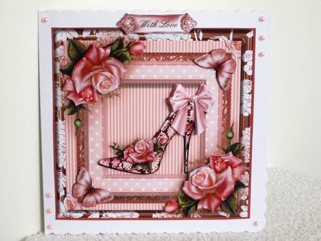The Beautiful Pink Rose Shoe Card Front Kit by Wayne Swan