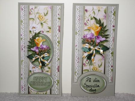 Yellow Rose and Lilac Freesias with Lace Dl Decoupage by Wayne Swan