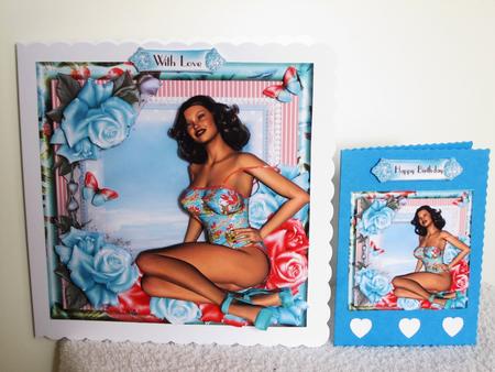 Gorgeous Pin Up Style on the Beach Card Front Kit by Wayne Swan