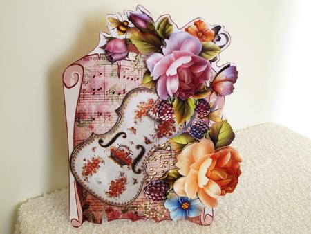 China Violin with Roses Shaped Card by Wayne Swan