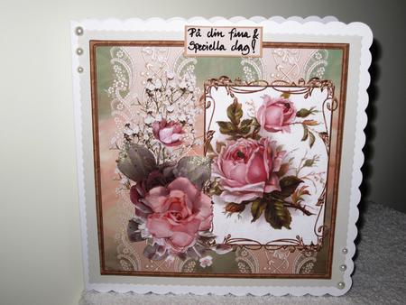 Pink Rose Card with Decoupage by Wayne Swan