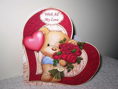Bertie's Bouquet Heart Shape Card & Decoupage by Wayne Swan