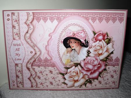 Vintage Lady & Pink Roses Topper & Decoupage by Wayne Swan
