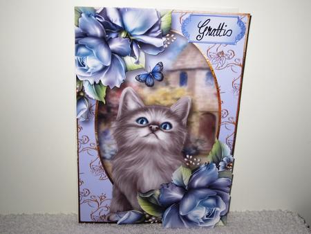 Cottage Kitten with Porcelain Roses & Butterfly by Wayne Swan