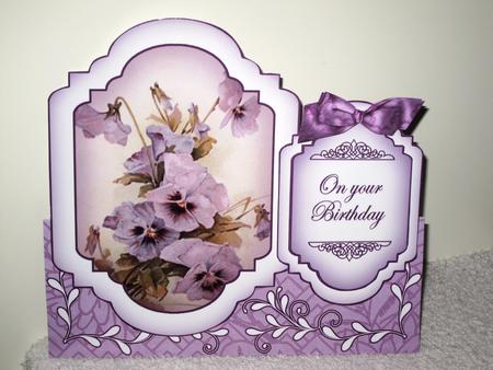 Purple Pansies Large Fancy Stand Up Card N Envelope Kit by Wayne Swan