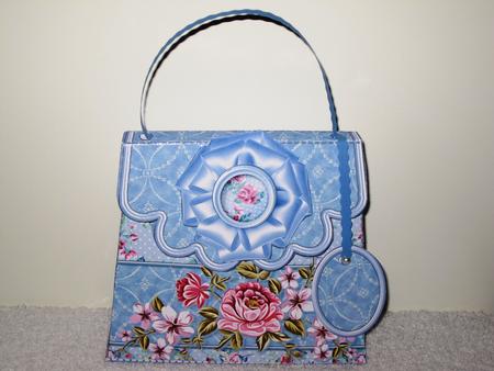 Handbag Gift Box Pink Roses on a Blue Background by Wayne Swan