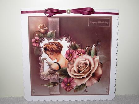 Beautiful Lady and Roses Card with Decoupage by Wayne Swan