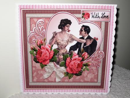 Valentine Couple with Roses 8x8 Card Front Minikit by Wayne Swan