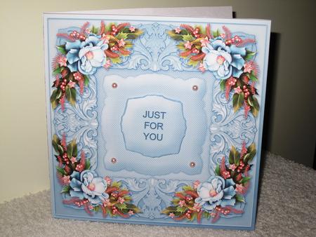 Teal Rose Spray Quick Card Front by Wayne Swan