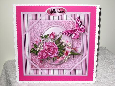 Pink Roses Corner Frame Card by Wayne Swan