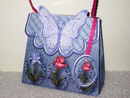 Handbag Gift Box Spring Irises Cameo with Butterfly by Wayne Swan
