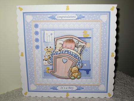 Cute Cradle New Baby Boy 8x8 Mini Kit & Decoupage by Wayne Swan