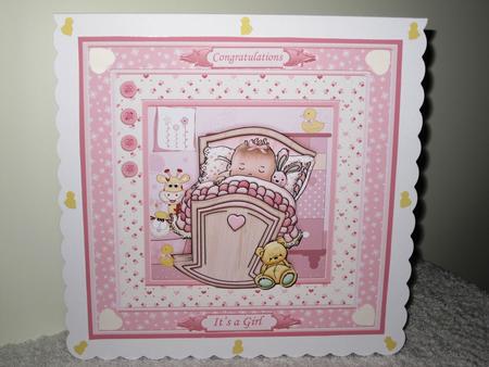 Cute Cradle New Baby Girl 8x8 Mini Kit & Decoupage by Wayne Swan