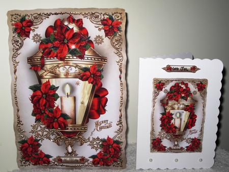 Christmas Vintage Lamp with Poinsettias by Wayne Swan