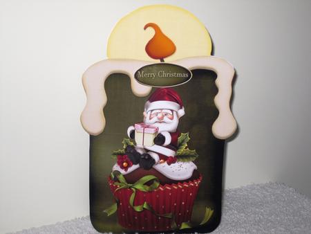Candle Shape Card Cupcake Santa 696 by Wayne Swan