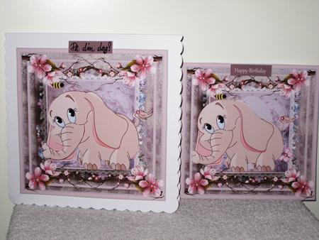 Flo the Elephant Mini Kit 7x7 Card with Decoupage by Wayne Swan