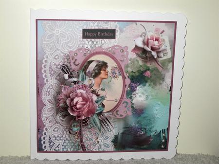 Vintage Lady 7x7 Card with Decoupage by Wayne Swan