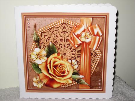 Golden Rose on a Lace Doily 8in x 8in Decoupage Mini Kit by Wayne Swan