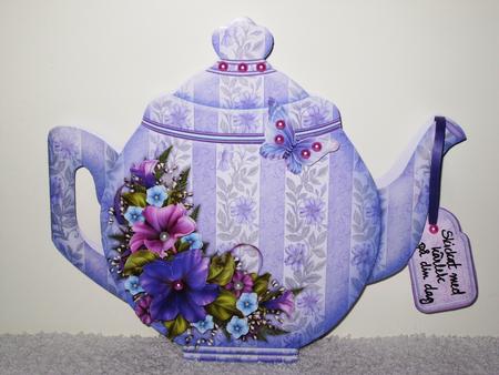 Teapot Shape Card Petunias & Decoupage Card Kit by Wayne Swan