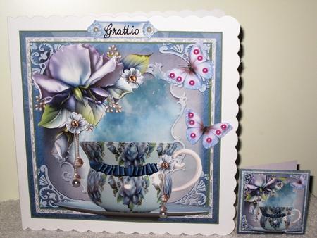 The Rose Tea Cup Card Front Kit by Wayne Swan