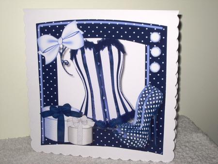 Lovely Royal Bluel Shaped Card Withbask and Accessories by Wayne Swan
