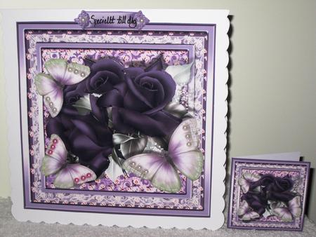 Purple Rose Flutters Card Front Kit by Wayne Swan