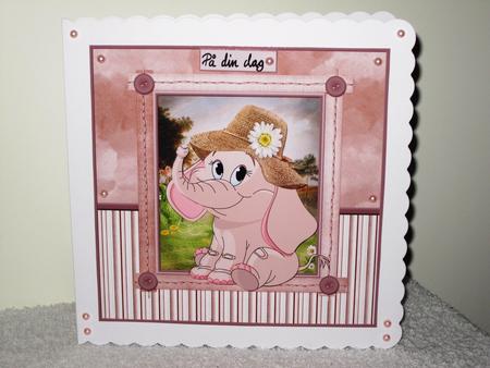 Bonnet Elephant 8x8 Card and Decoupage by Wayne Swan