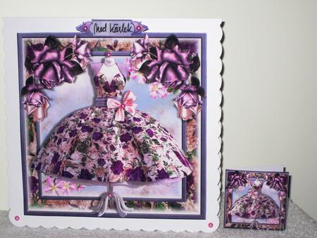 The Beautiful Vintage Floral Lilac Dress Card Front Kit by Wayne Swan