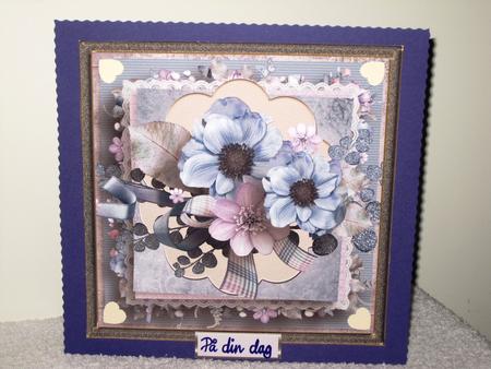 Blue Poppy 7x7 Card with Decoupage by Wayne Swan