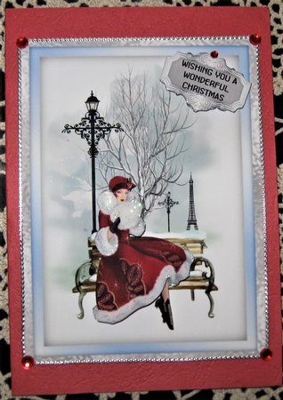 Parisian Christmas - A5 card front with decoupage by Wendy De Winter