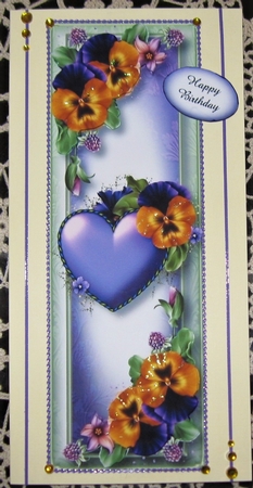 Purple Pansies Fancy Hearts Lge DL by Wendy De Winter