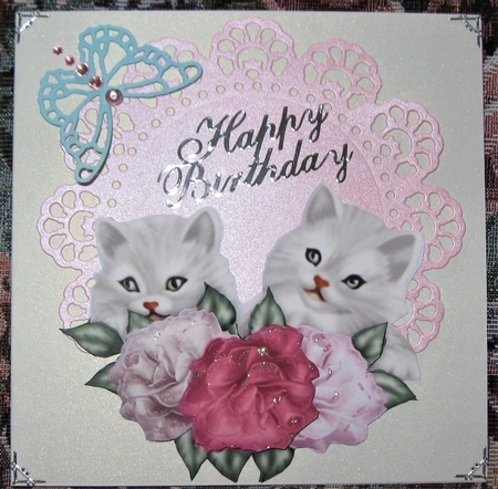 Cute Vintage Kittens & Roses 4 by Wendy De Winter