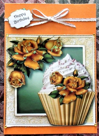 Golden Roses Cupcake 8x8 by Wendy De Winter