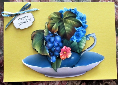 Floral Teacup & Saucer Decoupage Sheet - Les Jardin Vines by Wendy De Winter