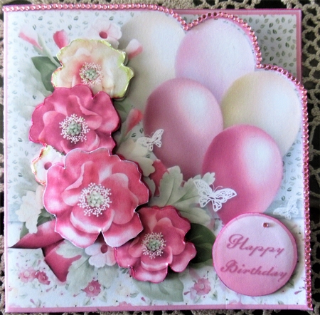 Pink Poppies - Balloons Card Mini Kit by Wendy De Winter