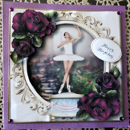 Ballerina Music Box With Purple Roses by Wendy De Winter
