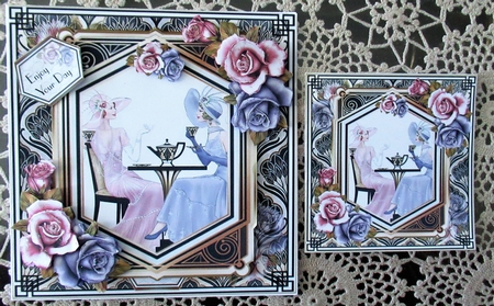 Art Deco Ladies Tea Time 6x6 Mini Page Kit by Wendy De Winter