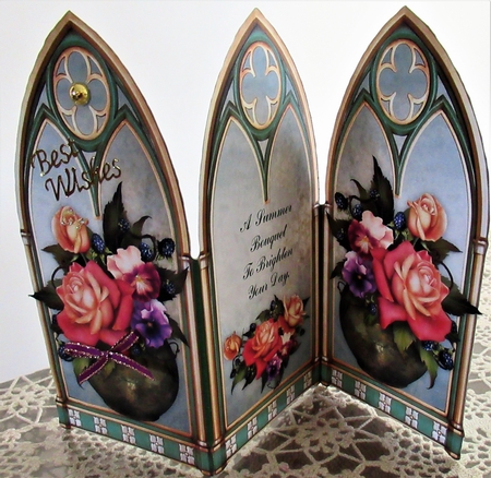 Triple Gothic Arch Folding Screen - Summer Bouquet by Wendy De Winter