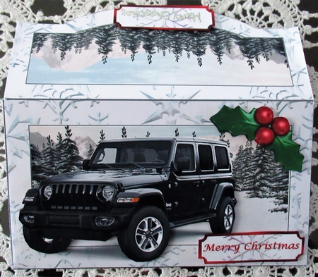Christmas Black Jeep Money Pocket by Wendy De Winter
