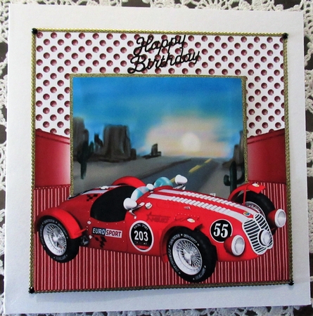 3 Classic red sports car card front/toppers  by Wendy De Winter