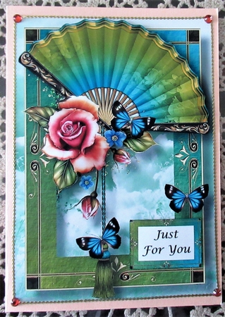 Floral Fan Peach Roses A5 by Wendy De Winter